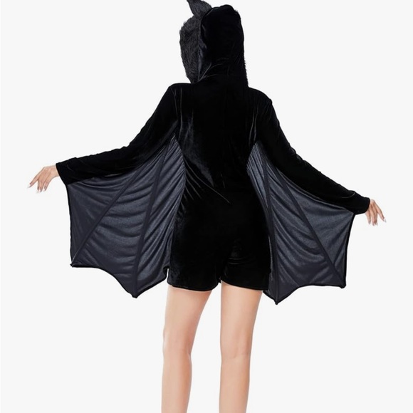 Women's Bat Costume Jumpsuits Velvet Shirt Zip Hoodie Cozy Hal… - Picture 4 of 6